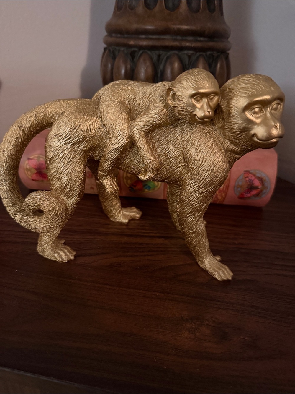Gold Monkey Sculpture - Home Art Accent